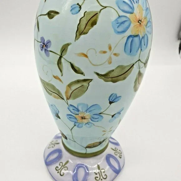 Capriware 11" Vase Hand Painted Collectable Blue Purple Floral Country Accent - Picture 7 of 11